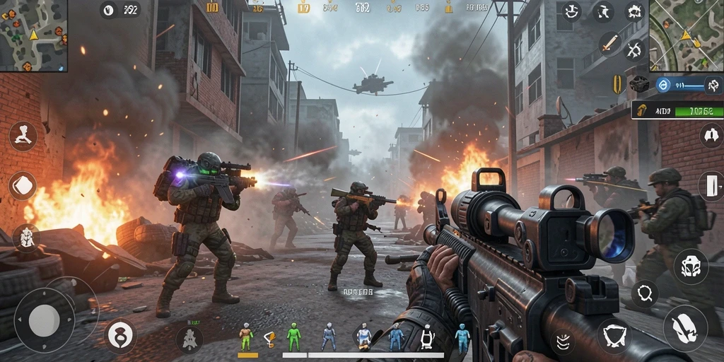 Tampilan menegangkan dari gameplay ADG62 dengan aksi tembak-menembak yang seru.