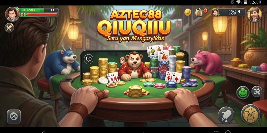 Gameplay QiuQiu yang seru dan interaktif di AZTEC88.
