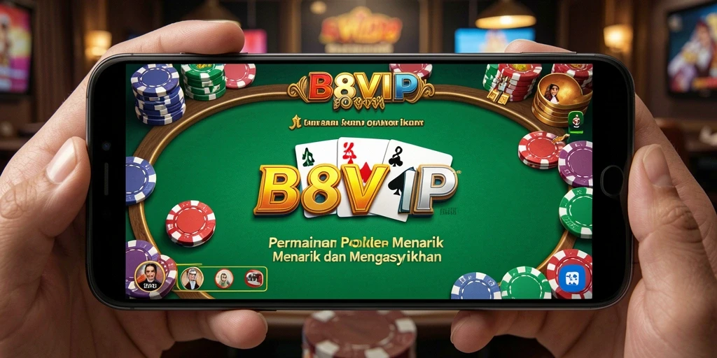 Screenshot utama B8VIP menampilkan aksi seru permainan Poker.