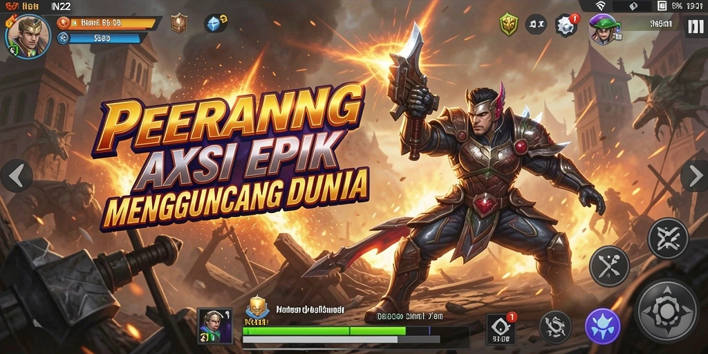 Screenshot dari gameplay IN22 yang menunjukkan pertarungan seru.