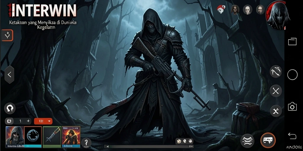 Screenshot gameplay menegangkan INTERWIN dengan suasana Horror.