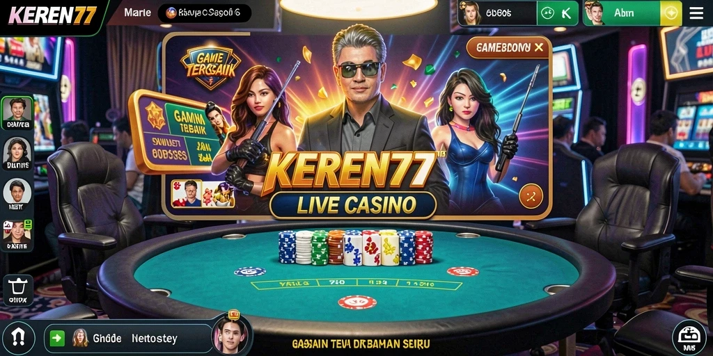 Gameplay Live Casino KEREN77 dengan dealer langsung yang profesional.