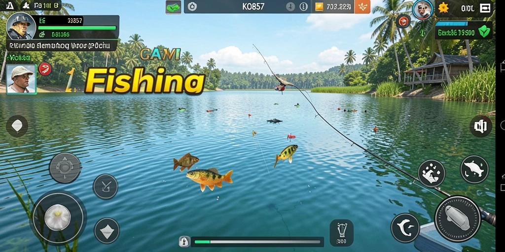 Tampilan gameplay memancing di KO857 yang menarik dan realistis.