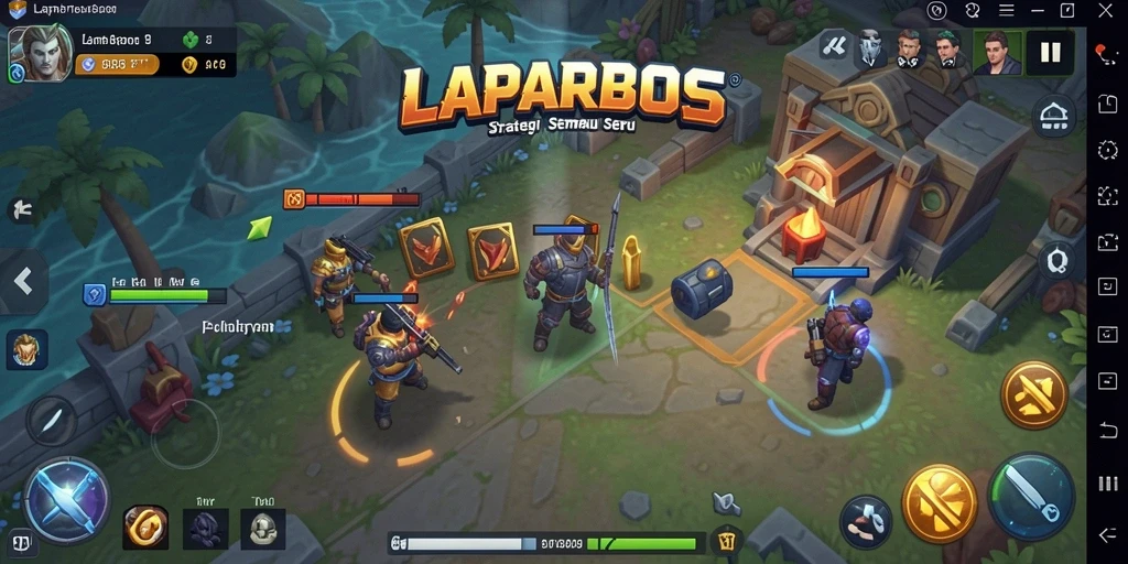 Tampilan screenshot utama LAPARBOS dengan gameplay strategi yang mendebarkan.