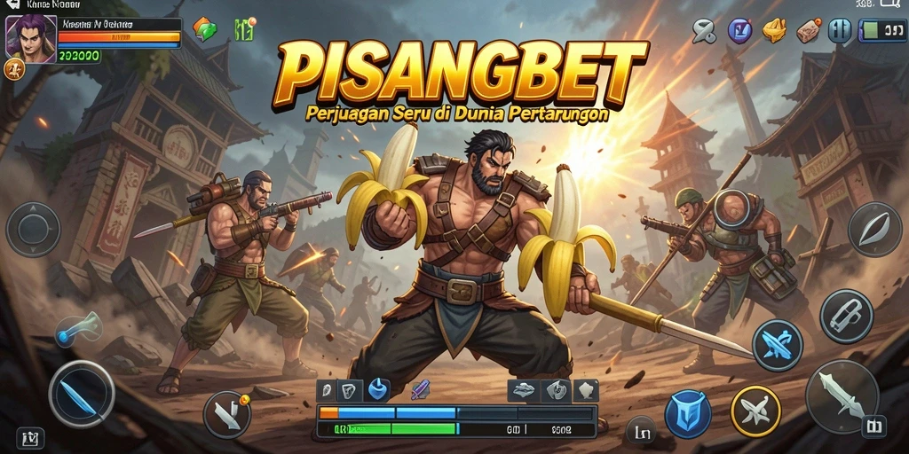 Tangkapan layar PISANGBET menampilkan aksi seru pertarungan karakter.