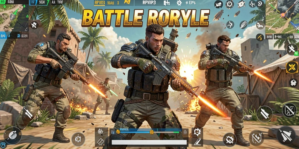 Tangkapan layar RPVIP3 menampilkan aksi intens dalam pertempuran Battle Royale.