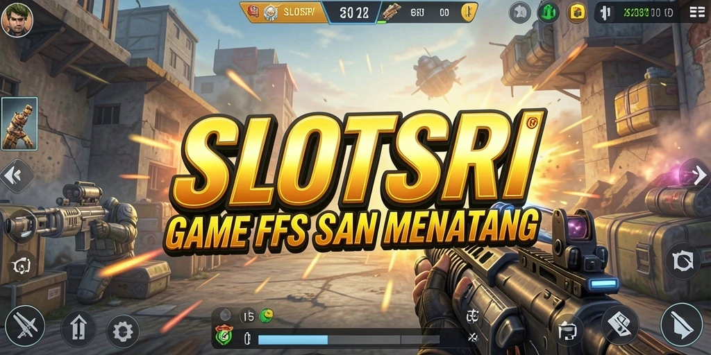 Screenshot gameplay SLOTSRI menampilkan aksi tembak menembak yang intens.