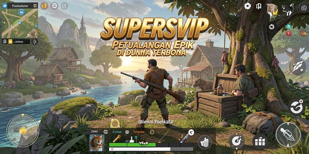 Screenshot gameplay SUPERSVIP yang menampilkan petualangan mendebarkan di dunia terbuka.