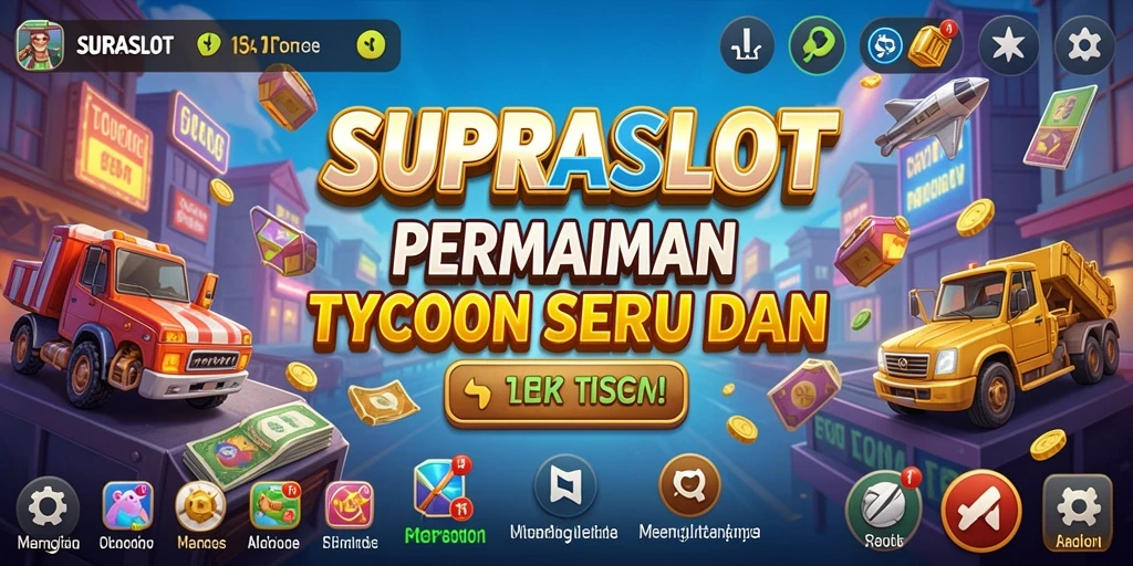 Screenshot utama SUPRASLOT menampilkan gameplay Tycoon yang menarik dan interaktif.