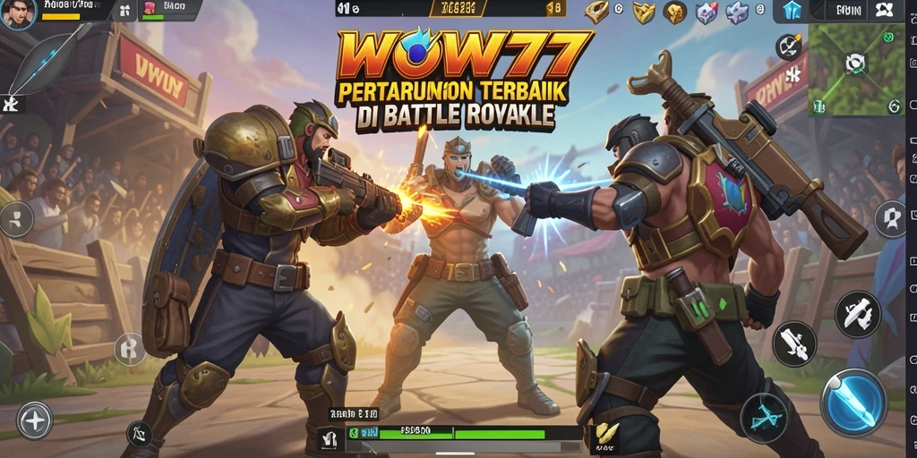 Screenshot WOW77 menunjukkan aksi intens dalam permainan Battle Royale.