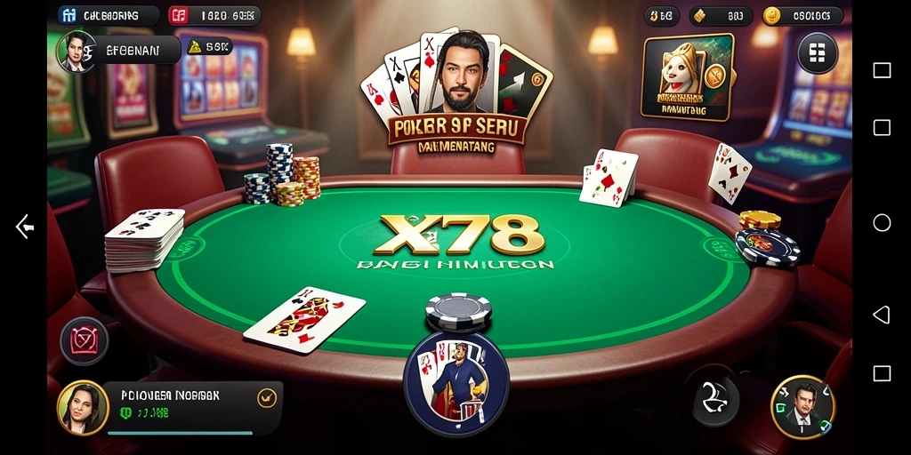 Tampilan permainan Poker yang mendebarkan dalam X78.