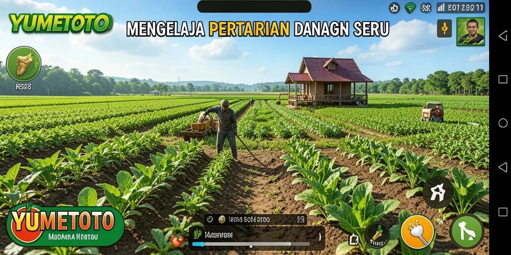 Screenshot YUMETOTO menampilkan gameplay pertanian yang menarik.