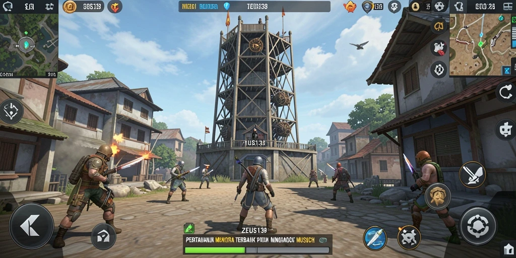 Gameplay seru ZEUS138 saat melawan gelombang musuh dalam Tower Defense.